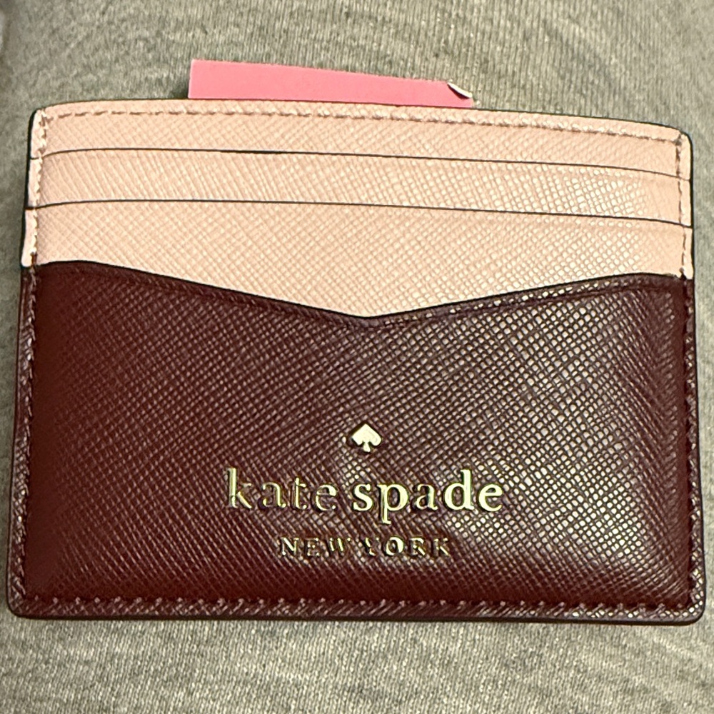 Kate Spade Blush and Maroon Card Holder